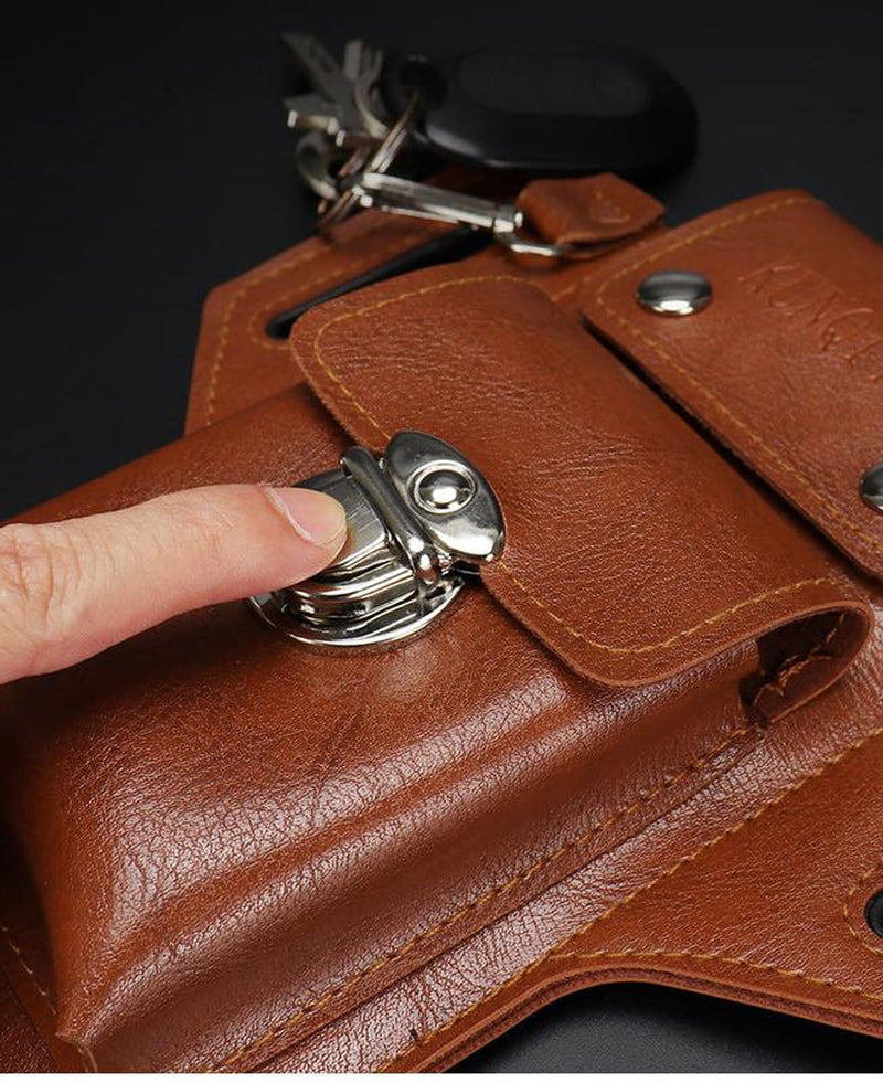 Phone Pouch Leather Belt Bag Holster Case Compatible with Iphone, Samsung Mobile Phones below 6.3 Inches Durable Accessory Protective Wallet