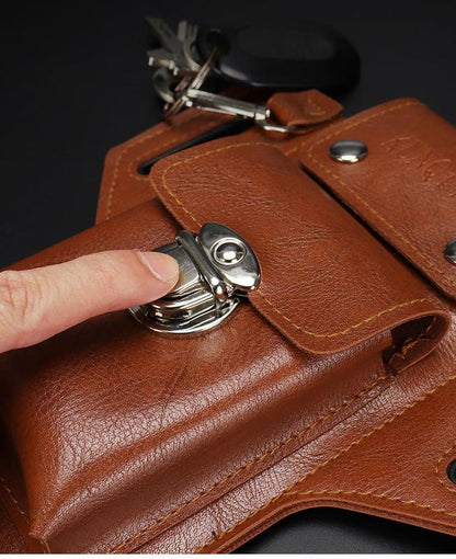 Phone Pouch Leather Belt Bag Holster Case Compatible with Iphone, Samsung Mobile Phones below 6.3 Inches Durable Accessory Protective Wallet