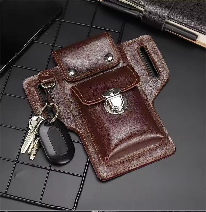 Phone Pouch Leather Belt Bag Holster Case Compatible with Iphone, Samsung Mobile Phones below 6.3 Inches Durable Accessory Protective Wallet