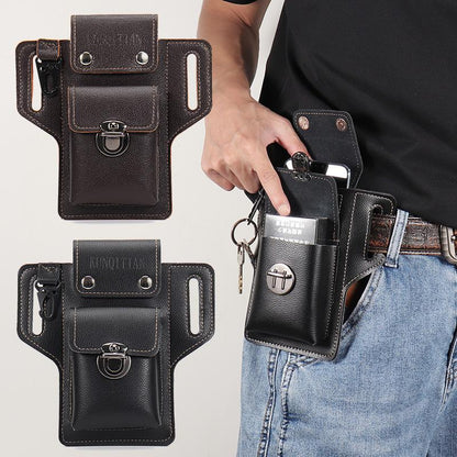 Phone Pouch Leather Belt Bag Holster Case Compatible with Iphone, Samsung Mobile Phones below 6.3 Inches Durable Accessory Protective Wallet