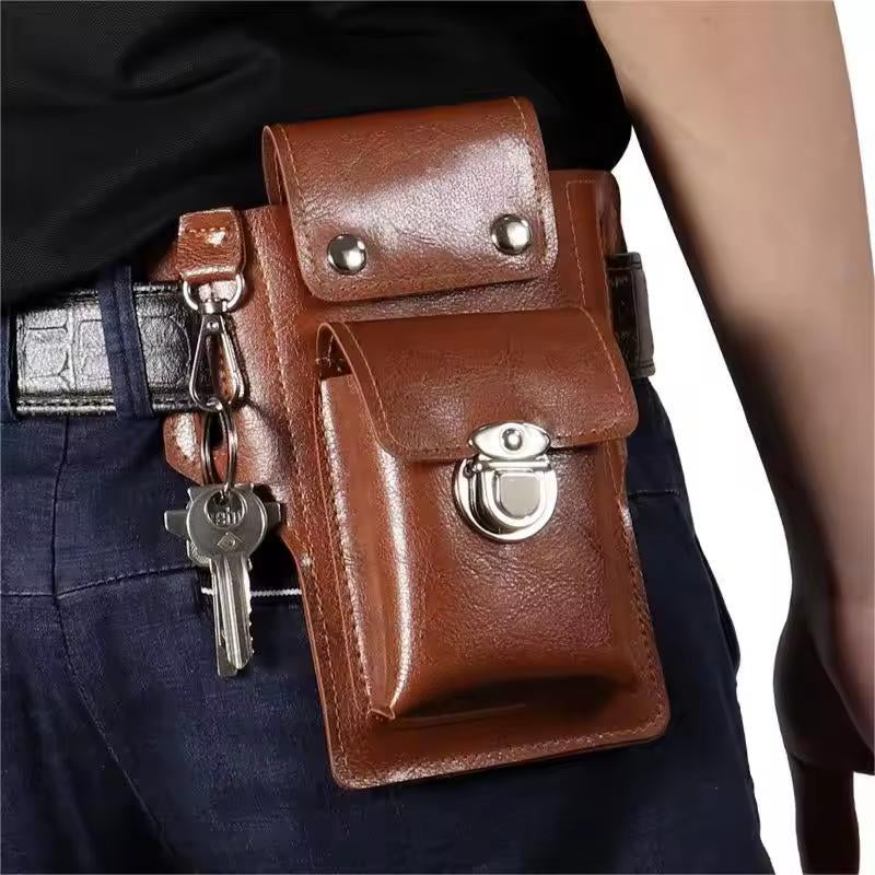 Phone Pouch Leather Belt Bag Holster Case Compatible with Iphone, Samsung Mobile Phones below 6.3 Inches Durable Accessory Protective Wallet