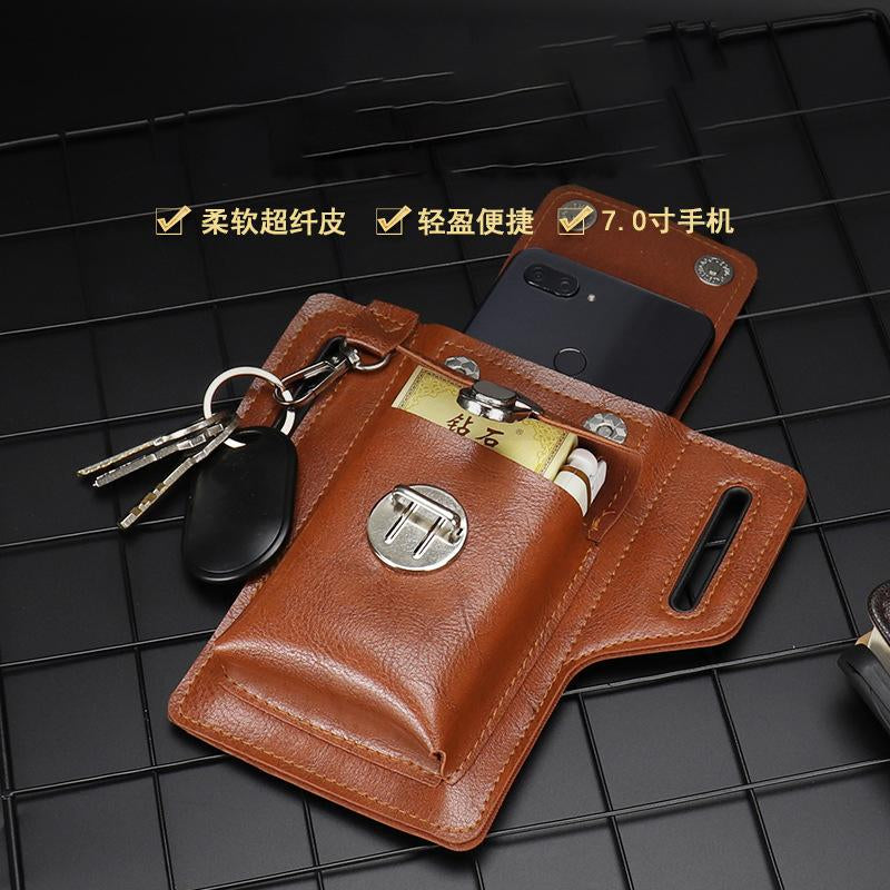 Phone Pouch Leather Belt Bag Holster Case Compatible with Iphone, Samsung Mobile Phones below 6.3 Inches Durable Accessory Protective Wallet