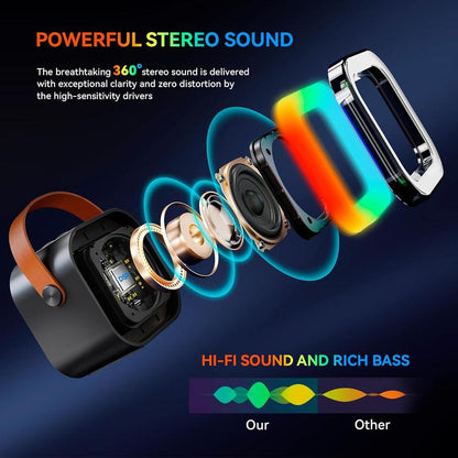 HITOZON Portable Wireless Karaoke Speaker with Wireless Microphone,Hifi Stereo Sound KTV Speaker System,Wireless Speaker with RGB LED Lights,Modified Voice,Karaoke Machine for Outdoor,Travel, Best Gift for Home Party,Birthday Gift Speaker Bluetooth Audio