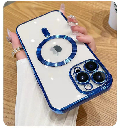 Luxury Wireless Charging Transparent Magsafe Case for Iphone 14 13 12 11 Pro Max X XR XS 7 8 plus SE 2020 22 Mini Soft Cover