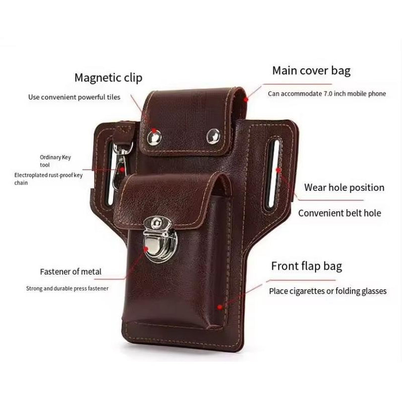 Phone Pouch Leather Belt Bag Holster Case Compatible with Iphone, Samsung Mobile Phones below 6.3 Inches Durable Accessory Protective Wallet